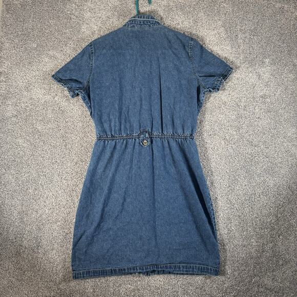Vintage 90s Y2K St Johns Bay Denim Dress Sz 12 Utility Western Chic Streetwear - Picture 7 of 9
